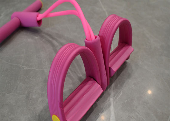 Beginner Fitness Equipment: Pink Resistance Tubes with Foot Pedal for Sit-Ups