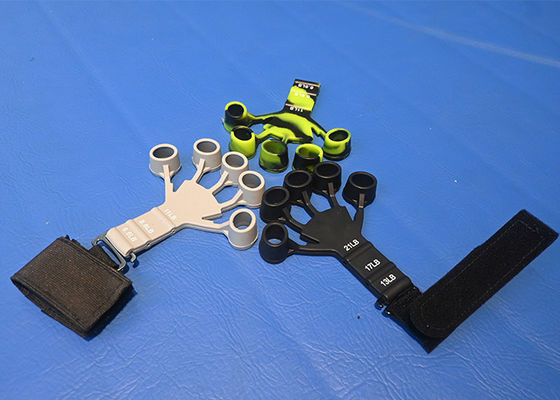 Customized nylon finger resistance bands are designed for finger stretching and strengthening exercises.