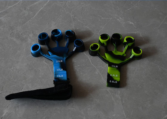 Customized nylon finger resistance bands are designed for finger stretching and strengthening exercises.