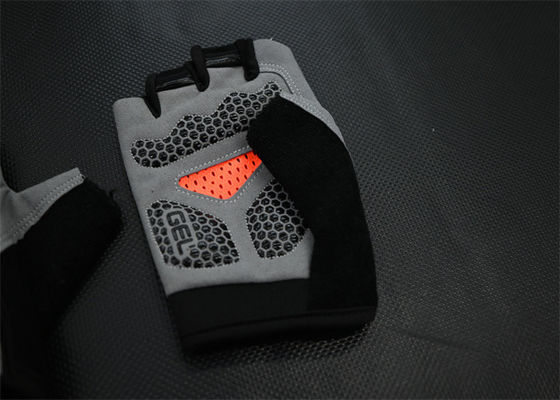 Grey and Black Fingerless Workout Gloves: Padded Cycling Gloves with Polyester Material