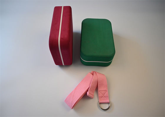Organic Cotton Yoga Essentials Set: 2 Yoga Foam Bricks (9" x 6" x 3") with Strap