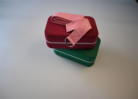 Organic Cotton Yoga Essentials Set: 2 Yoga Foam Bricks (9" x 6" x 3") with Strap