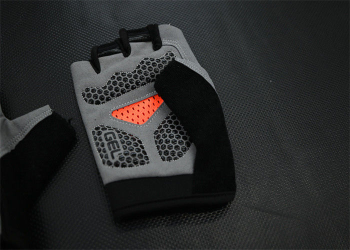 Grey and Black Fingerless Workout Gloves: Padded Cycling Gloves with Polyester Material