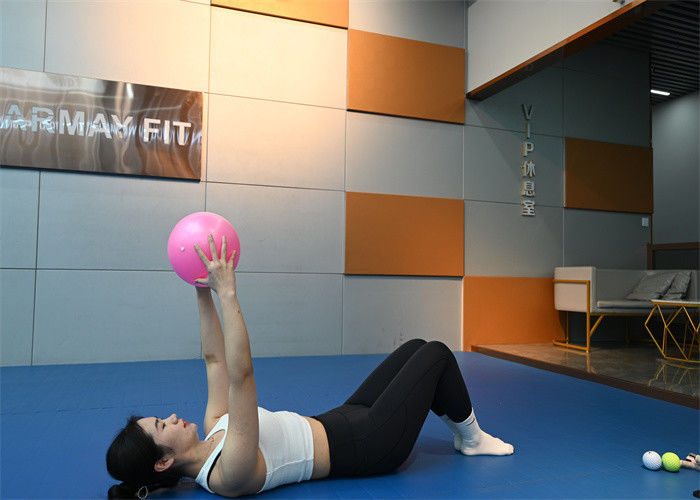 Soft Pilates Ball (23cm-25cm) - Small Exercise Ball with Inflatable Straw for Mini Gym Workouts